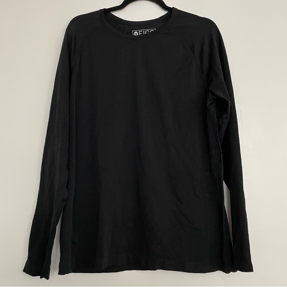 FIGS Men’s Makato Seamless Longsleeve Underscrub Black Size Large